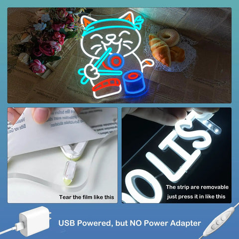 Lit Sushi Cat Neon Light Sign With White LED For Kitchen Or Home Bar Party Decor With Bright Glow Ramen Shop Vibe Cute Cat Lover Gift