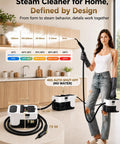 Gevolcm G1 Pro Steam Cleaner With 3 Level Adjustable Handle And 18 Accessories White Portable Handheld Engine for efficient cleaning.