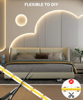 Ultra Bright 40ft COB LED Strip Lights 504 LEDs/m Warm White 3000K CRI90 Plus Flexible Tape in a bedroom setting