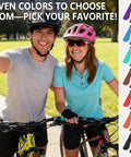 Cyclists with bikes displaying colorful Grippy Ergonomic Bike Grips For BMX And Scooters, Non Slip Comfort Handlebar Grips