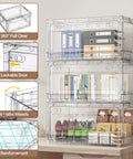 Premium Clear Storage Bins With Smooth Rolling Wheels, Foldable Closet Organizers For Home Office Or Garage, Stacking Drawers That Are A Total Game Changer, Hella Sturdy 4 Pack, showcasing stacked transparent storage bins with lockable doors.