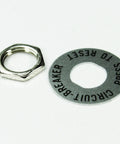 Metal washer and nut for 3 Amp 24V Push Button Circuit Breaker For Furnace Control Boards With Temporary Reset Fuse.