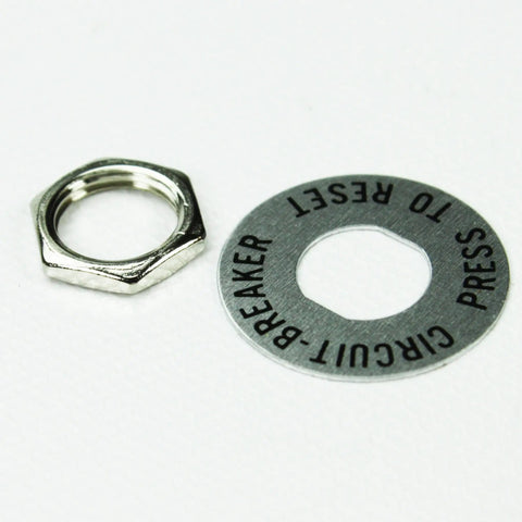 Metal washer and nut for 3 Amp 24V Push Button Circuit Breaker For Furnace Control Boards With Temporary Reset Fuse.