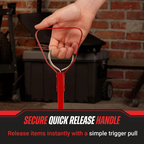 Magnetic Pickup Tool With 25lb Pull 27.5 Inch Reach Quick Release Handle in workshop setting
