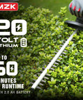 22 Inch Cordless Hedge Trimmer With 20V Battery Included for no fuss yard work, cutting green shrubs with long steel blades.