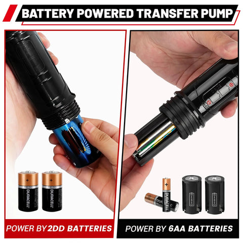 Battery Powered Fuel Transfer Pump Portable Gas Pump With Nozzle Red For Quick Two Point Six GPM Fuel Transfers Grab And Go
