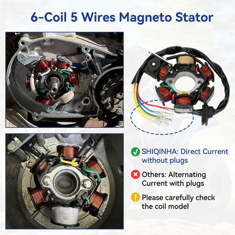 6-coil magneto stator for All In One ATV Wiring Harness Kit For 50cc To 125cc Chinese Quads Plug And Play