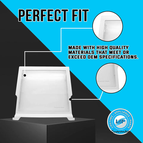 Glass Shelf Replacement For Whirlpool Refrigerator W10276341 WPW10276341 Fits Top Shelf Of Your Fridge, 17.5 Inch Wide By 17.25 Inch Deep By 1.5 Inch Tall, Clear Tempered Glass, Easy Install, Premium Kitchen Storage Part