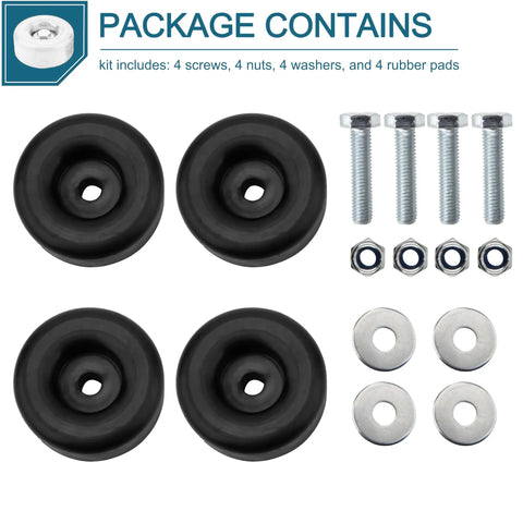 Heavy Duty 2.5 Inch Round Rubber Trailer Bumpers With Hardware Black Door Ramp Stop Set 4 Pack Includes Bolts Nuts Washers