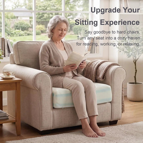 Premium Six Inch Sofa Cushion Insert With High Density Four Layer Memory Foam Couch Replacement Pad enhancing comfort for reading.