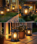 Hangin Solar Lanterns For Outdoors Waterproof 2 Pack Clip And Handle Patio Garden Lights on railing and pathway