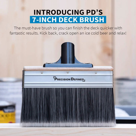 Large 7 Inch Deck Stain Brush With Extra Thick Bristles For Thorough Staining Of Wood And Fences Includes Threaded Extension Pole