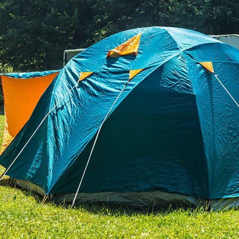Tent setup using Beefy Double Braid Polyester Rope 150 Ft For Tie Down Pull Swing And Knot High Strength Outdoor Utility Rope With 5953 Lbs Working Load White Ideal For Camping And Outdoor Projects