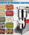 Heavy Duty Electric Grain Mill Grinder 800g Stainless Steel Powerhouse Turbo 3000W High Speed next to grindable materials