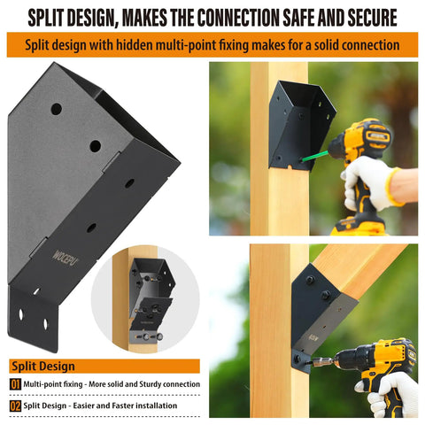 Beefy 4 Pack 45 Degree Angle Support Brackets For 4X4 Posts 3.5X3.5 Inch Outdoor Pergolas Gazebos Decks Porches Cabins Frosted Black Stainless Steel Waterproof Heavy Duty Kit With 304 Screws