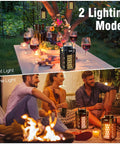 2-Pack Outdoor Torch Atmosphere Bluetooth Speakers, 10W Portable IP65 Waterproof LED Flame Lights, two lighting modes shown.