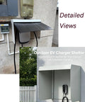 Heavy Duty Outdoor Ev Charger Rain Cover Featuring Galvanized Steel Construction And Wall Mount Spacing for Nasty Weather and Hella Tough Type Two Housing on wall.