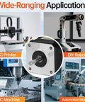 Nema 17 Stepper Motor 2 Phase 1.8 Degree Bipolar 0.47Nm Torque 1.7A Current shown with 3D printer, CNC, robot, automation machine.