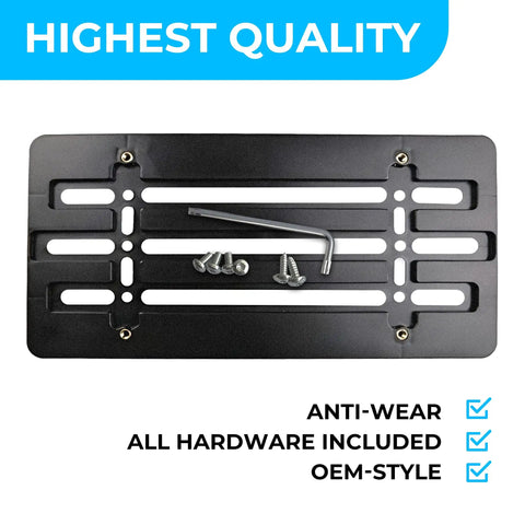 Dead Simple Front Bumper License Plate Bracket For Hyundai And Kia 2000 Through 2026 black mounting bracket with hardware included