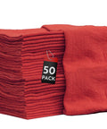 Heavy Duty Shop Towels 50 Pack Cotton Rags 14 By 14 Inches Lint Free Commercial Grade Red For Wet Or Dry Cleaning And Auto Repair