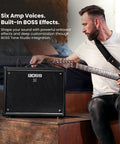 Musician using Katana 50 Gen 3 50-Watt 1x12 Guitar Combo Amp Bundle With GearLux Cable Tuner Picks And Austin Bazaar Polishing Cloth