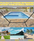 Heavy Duty Hammock Stand For Indoor And Outdoor Use, 650 Lbs Capacity, 9 Foot Long With Portable Carrying Case near a pool