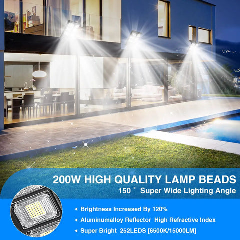 Powerful 200W Solar Flood Light For Outdoor Use With IP65 Waterproof Build Built Tough Dusk To Dawn LED Motion Sensor