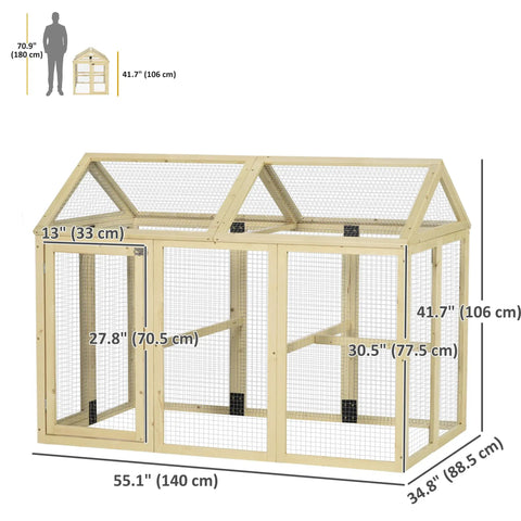Dimensions of Large Wooden Chicken Coop With Run And Perches For Outdoor Backyard Farm 4.6 By 2.8 Feet Modular Design