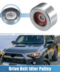 Drive belt idler pulley set, 2 pcs; silver metal with red inner seals, automotive part