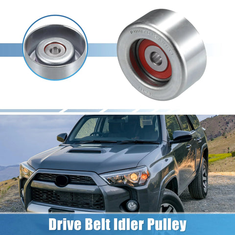Drive belt idler pulley set, 2 pcs; silver metal with red inner seals, automotive part