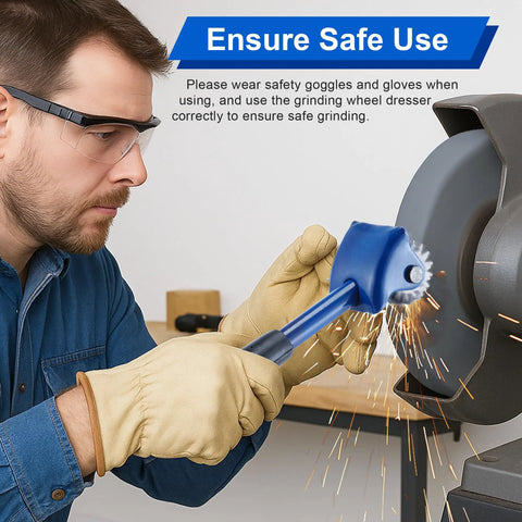Person using Grinding Wheel Dresser And Restorer Tool For Bench Grinders in workshop setting