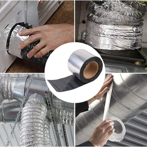 Heavy Duty Aluminum Foil Asphalt Self Adhesive Waterproof Sealing Tape applied to HVAC ducting for sealing and repairing.