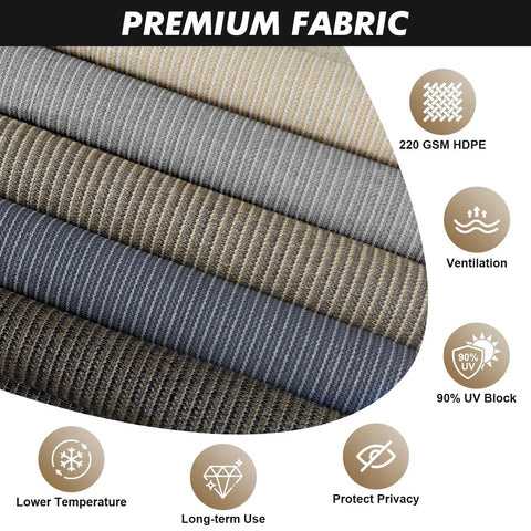 220 GSM HDPE fabric of 8 Ft W By 8 Ft H Gray Outdoor Roller Shade Cordless Patio Blind With Spliced Pole Design Roll Up Fabric Two Poles One Piece