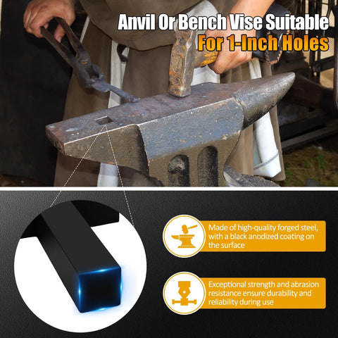 Anvil setup for 1 Inch Blacksmith Hardy Hole Tools Kit 5 Piece Set For Forge Metalworking And Knife Making Includes Hot Cut Creasing Stake Bottom Fuller Turning Bending Scrolling And Twisting Heavy Duty Steel
