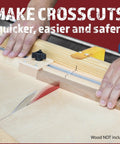 Top Shelf Diy Table Saw Crosscut Sled Kit With Two 19 Inch Predrilled Uhmw Slide Bars For Straight Shootin Precision And Total Shop Control Year Round, table saw setup with hands using crosscut sled.