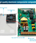Internal view of Universal 24V 25A 600W DC Switching Power Supply with aluminum housing and fan cooling for 3D printers and CCTV.