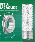 Magnetic Dryer Vent Connector Kit With 4 Inch Hose And Magnetic Coupling Aluminum Duct dimensions displayed on green background