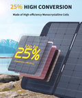 Heavy Hitter Portable Power Station With 400W Solar Panel showcasing high-efficiency monocrystalline cells with 25% conversion.