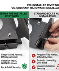 Comparison of Starlink Mini Mount For Ford F Series Trucks, showing pre-installed rivet nuts vs standard bolt installation.