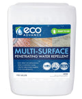 No Sweat Water Repellent Sealant For Concrete Brick Stone Stucco And Wood Decks Breathable Clear Finish in a five-gallon jug.