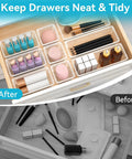 Must Have Grab And Go 12 Piece Drawer Organizer Set With 4 Size Trays for cosmetics and stationery, clear plastic, installed