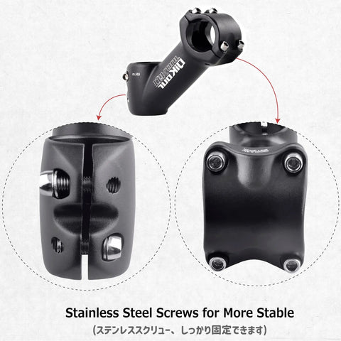 Lightweight 31.8mm Bike Stem 90mm, 0 To 45 Degree Adjustable Riser For BMX MTB Road Mountain Bikes, steel screws detail