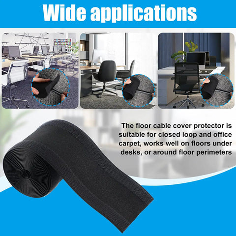 Carpet Cord Cover Cable Protector for Commercial Office Carpet 29.53 Ft Black shown in office setting for cable management.