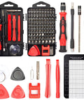 All In One 122 In 1 Precision Electronics Screwdriver Kit With 101 Magnetic Bits And 21 Essential Tools In A Portable Case For Repairing iPhone PC Laptop Game Console Watch Glasses And More Red