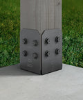 Outdoor Accents Avant Collection ZMAX Black Powder Coated Post Base For 8x8 With Slotted Adjustability on concrete