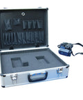 Rugged Aluminum Tool Case With Foam Insert And Perforated Storage Panels Lightweight 6 Lb Carrier Measuring 14x18x6 Inches, open with foam compartments visible.