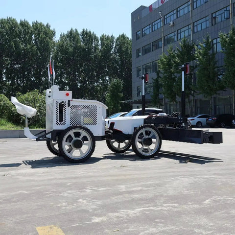 Automated Concrete Screed Machine For No Fuss Warehouse Flooring And Paving Jobs, Customizable Configurations, Continuous Elevation Scan, Heavy Duty Tool For Farming, Construction, And Land Management, High Quality Build And Durable, white 4WD unit