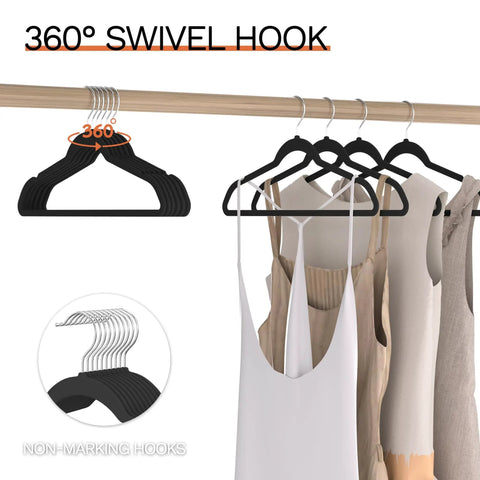 Heavy Duty Black Velvet Hangers 60 Pack Slim Space Saving Closet Organizers With Non Slip Grip And Smooth Rotating Silver Hooks For Rock Solid Wardrobe Storage And Closet Setup