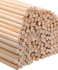 Premium Unfinished Wooden Dowel Rods Top Notch For Knocking Out Weekend Diy Crafts And Home Decor Upgrades Along With Party Displays Featuring Smooth Quarter Inch By Six In Sticks stacked in a bundle.