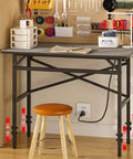 Space Saving 1000 Pound Metal Work Bench For Garage With 38.58 Inch Adjustable Height Table And Built In Power Strip